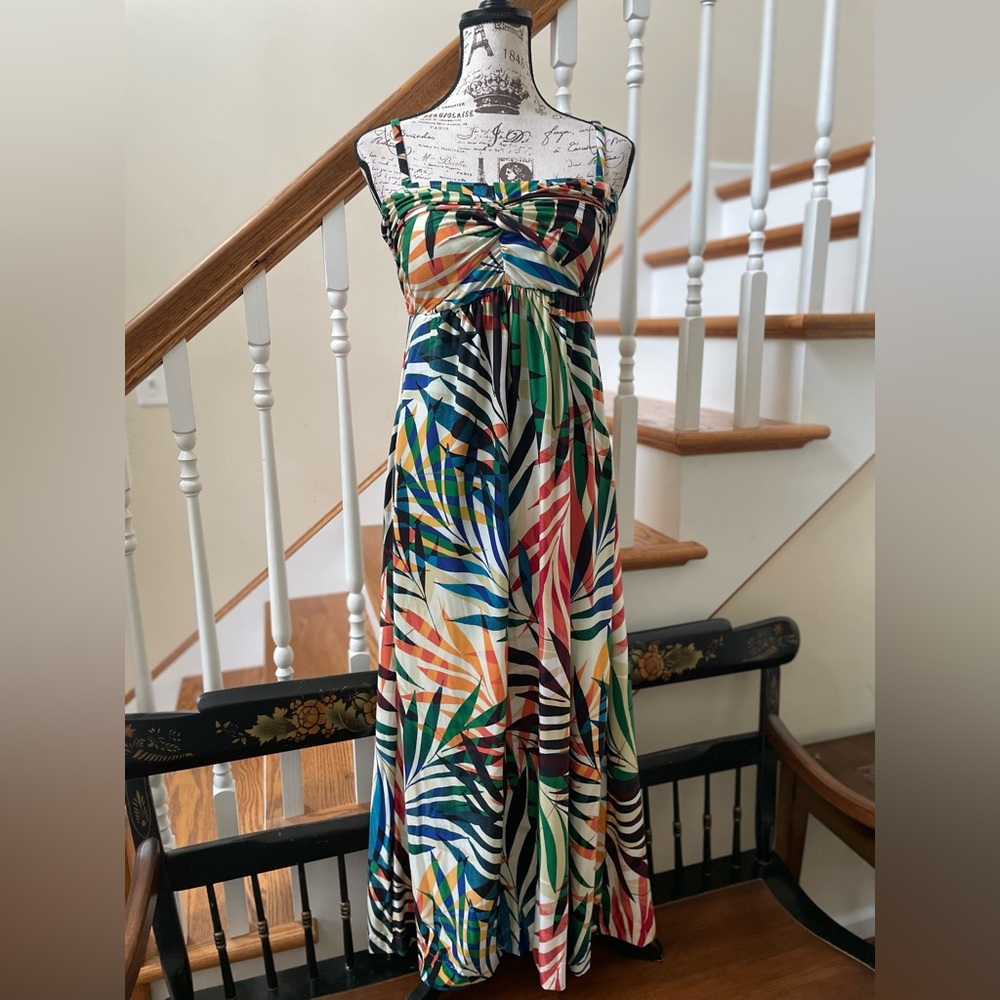 Soma Multicolor Tropical Print Maxi Dress - Green, Blue, Orange, Red, Yellow